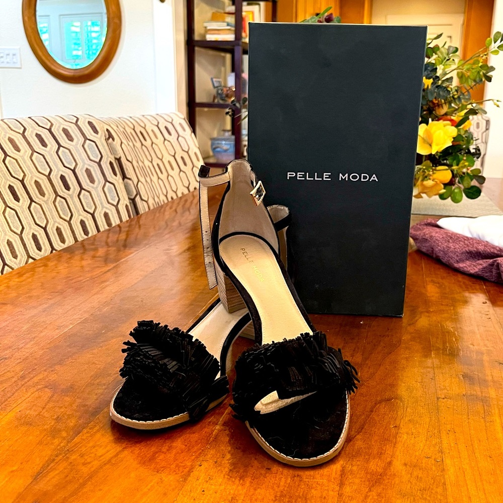 Suede block heel sandals